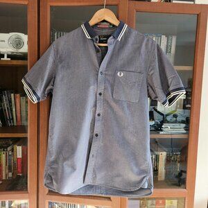 Fred Perry Men's Blue Short Sleeve Button Down Size M Slim